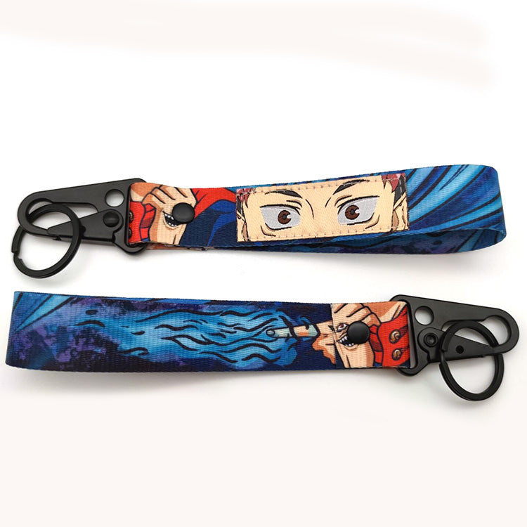 JJK Black Flash Embroidered Key Strap Khan Design Company